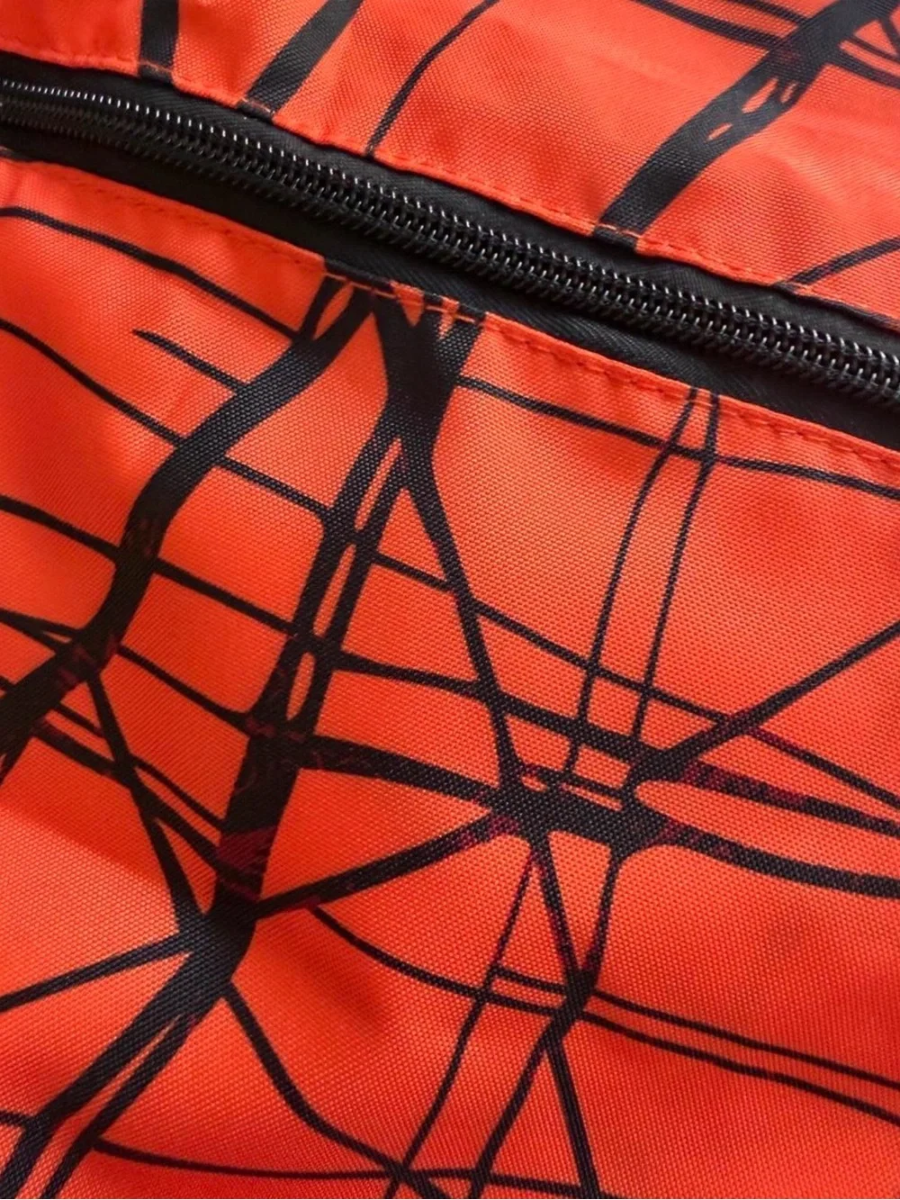 Orange Drawstring Gym Bag with Black Abstract Print